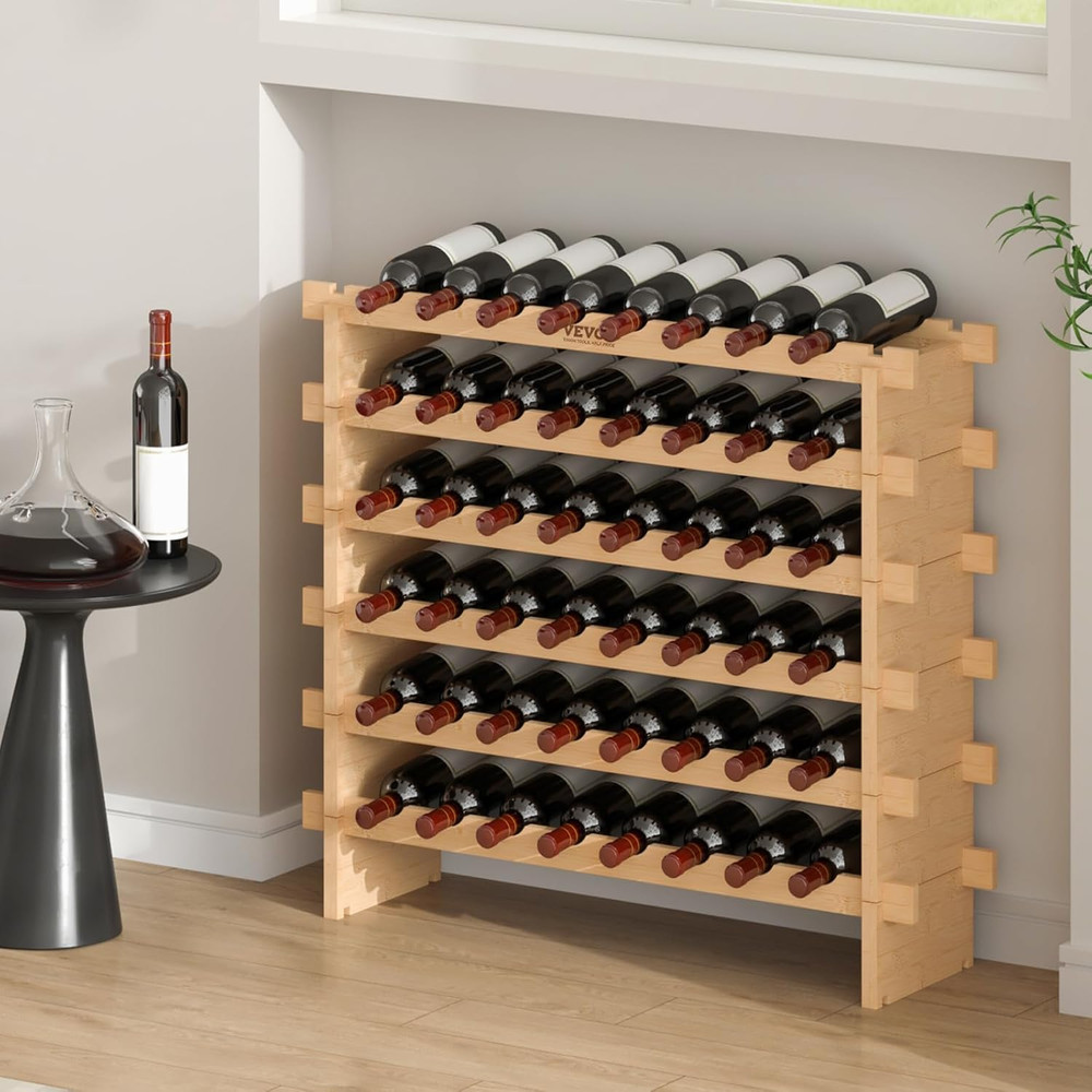 6-Tier 48 Bottles Stackable Modular Wine Rack, Freestanding Wines Holder Display