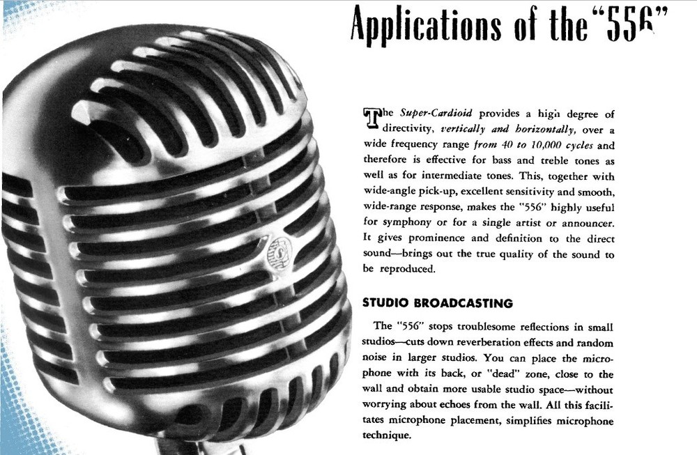 1950's Shure 556B Dynamic Microphone, working, includes adapter cable-stand-HEAR