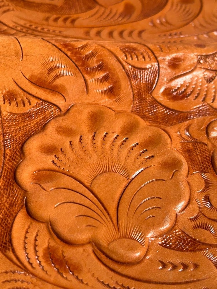 Hand Tooled Leather Craft Sampler. Unfinished Project with Skilled Details