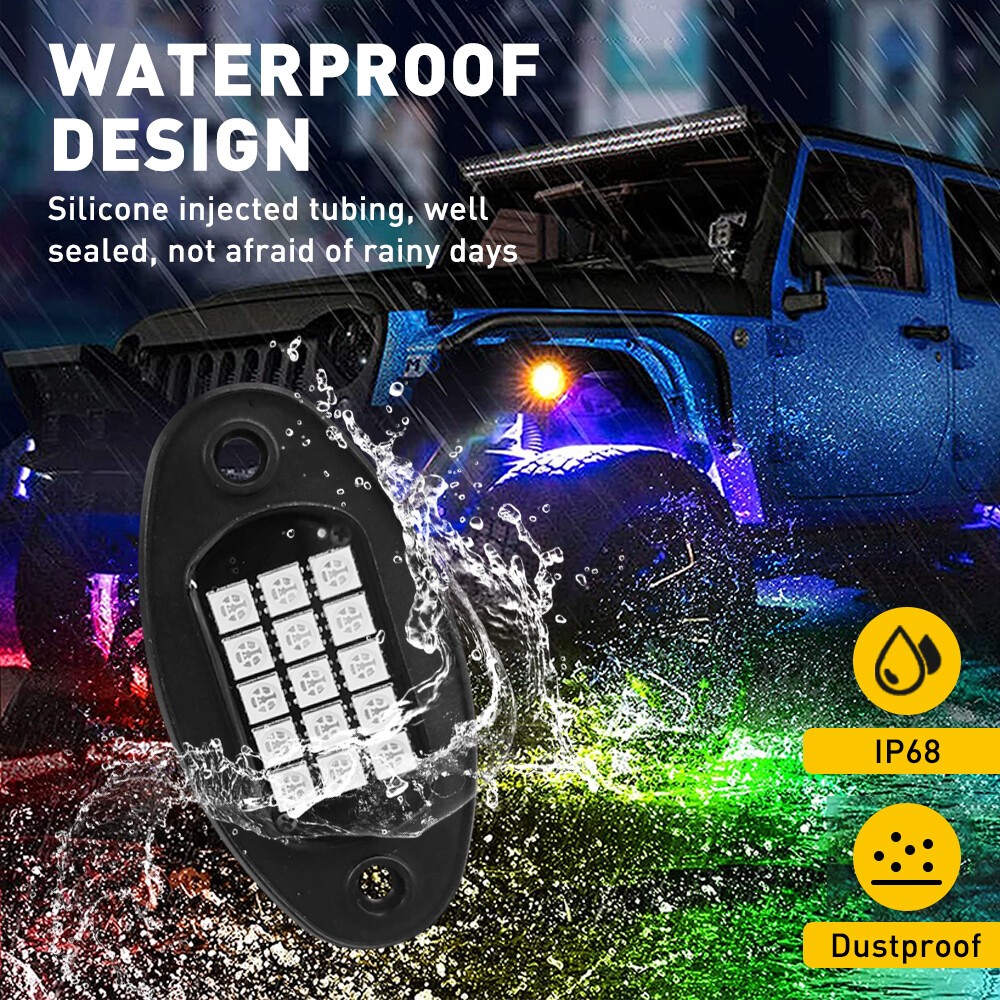 20 Pods RGB LED Rock Lights Kit Offroad Truck Underbody Neon Music Bluetooth APP