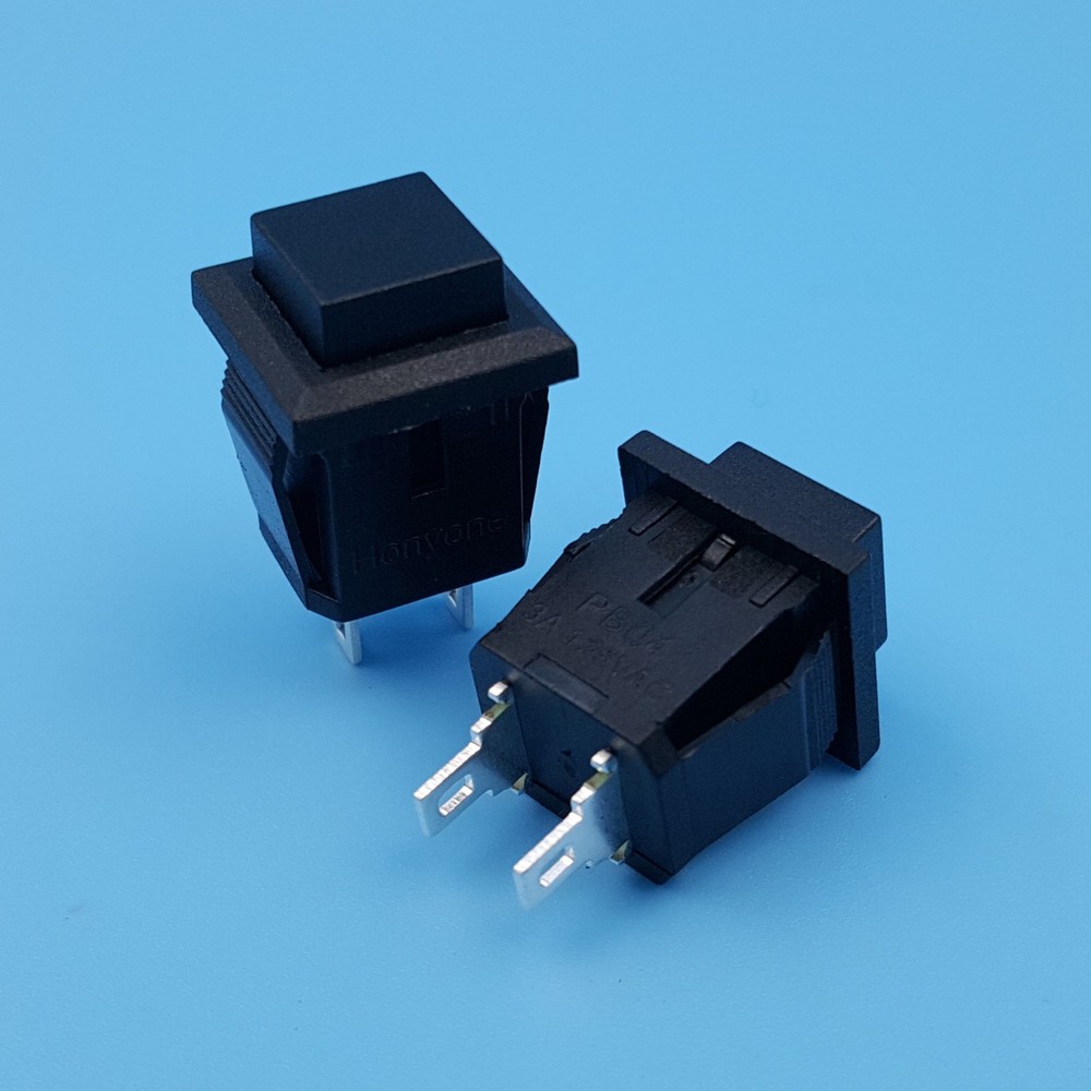50Pcs Black PB04 14 x 14mm Square 2Pin Momentary SPST Mini Push Button Switch