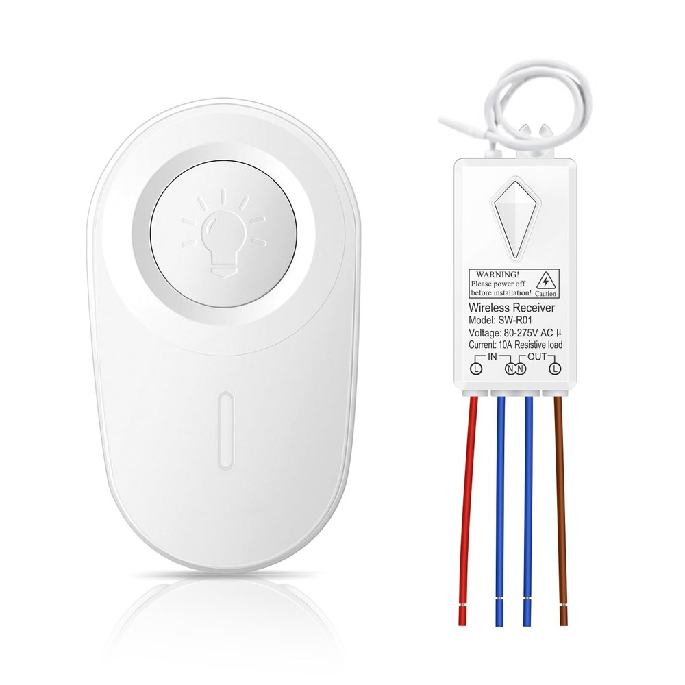 Thinkbee Wireless Light Switch and Receiver Kit - Mini Remote Control Switch ...