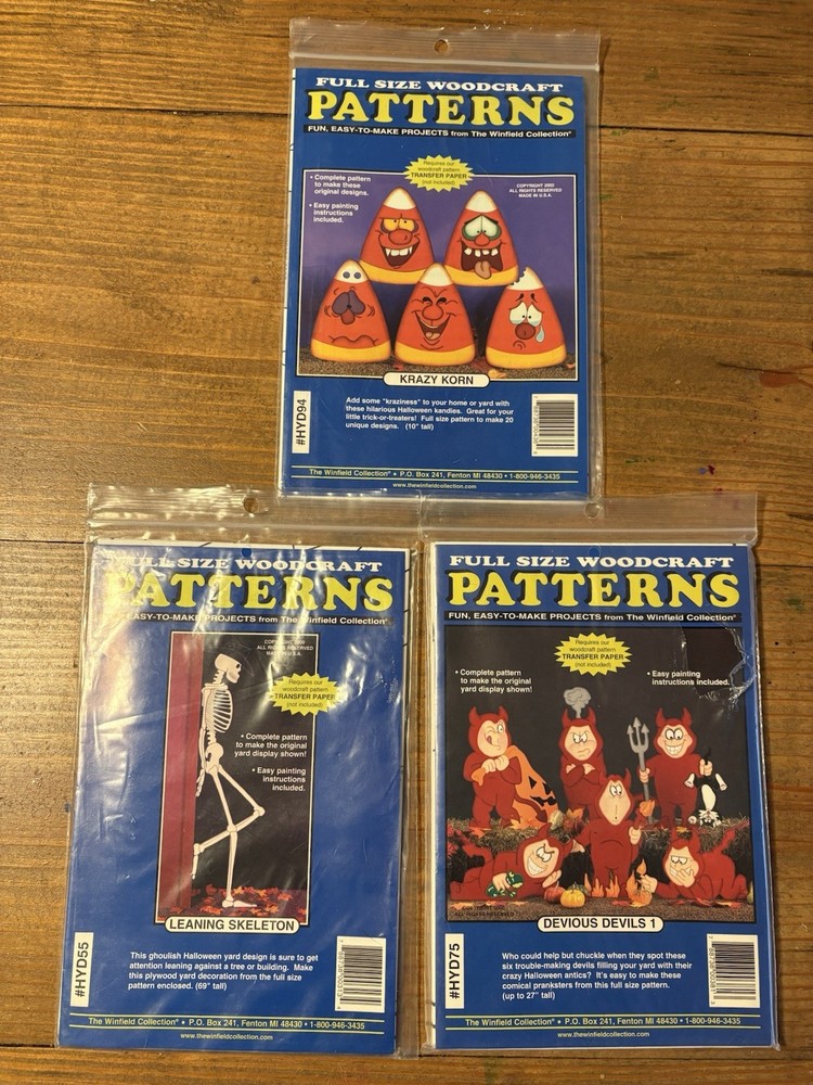 The Winfield Collection Woodcraft Patterns- Devils, Skeleton & Corn (set 3)