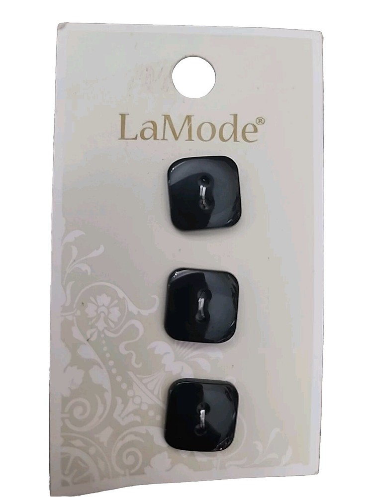 LaMode Black Square Buttons 3 Count 5/8" 18mm