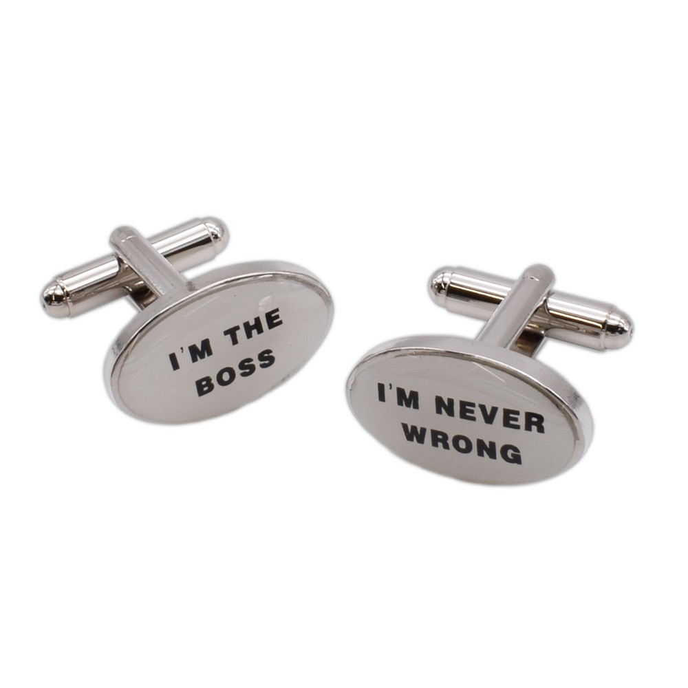 I'm Boss Never Wrong Cufflinks Presented in a Personalised Chrome Cufflink Box