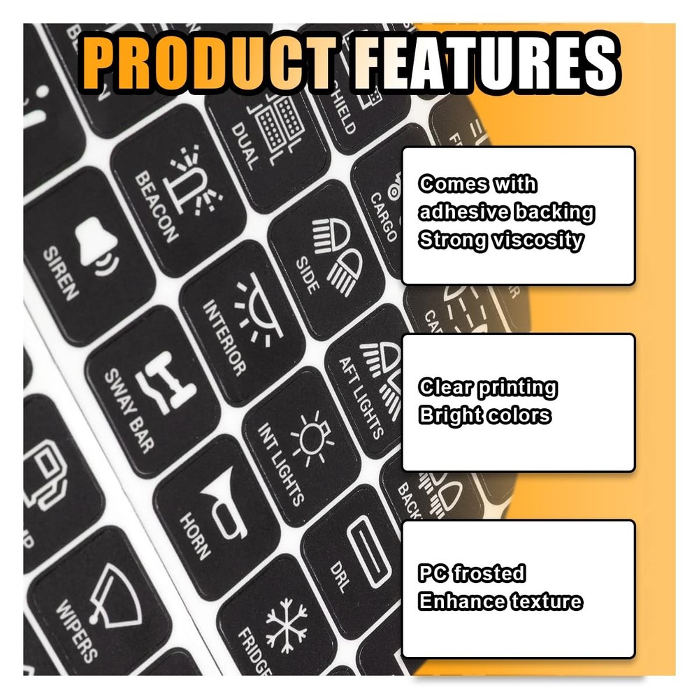 120PCS Auto Switch Panel Labels Decal Kit for Car Dashboard Boat RV
