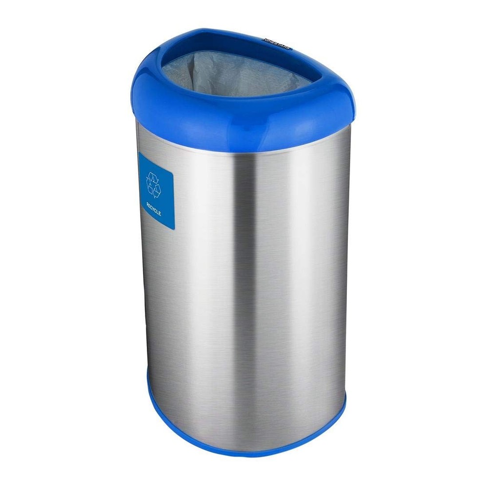 Ninestars OTT-50-19BL Open Trash Can, Large, Silver