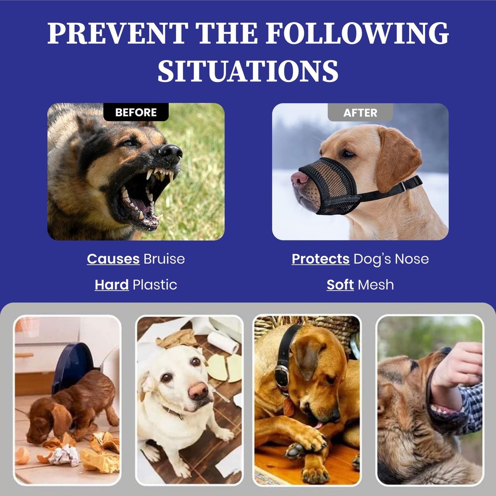 Extra Large Dog Muzzle Air Mesh Big Dog Muzzle | Suitable for Small, Medium ...