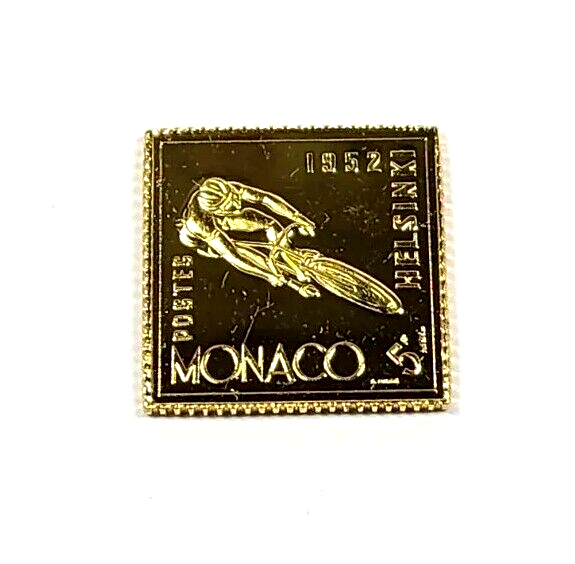 Sterling Silver Gold Plated Monaco Bicycle Olympic Stamp Style Tiny ingot