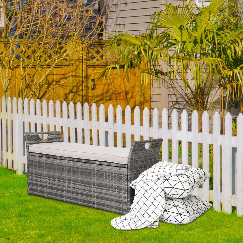 Iron Frame Can Accommodate Gray Gradient Footstool Locker Rattan Locker