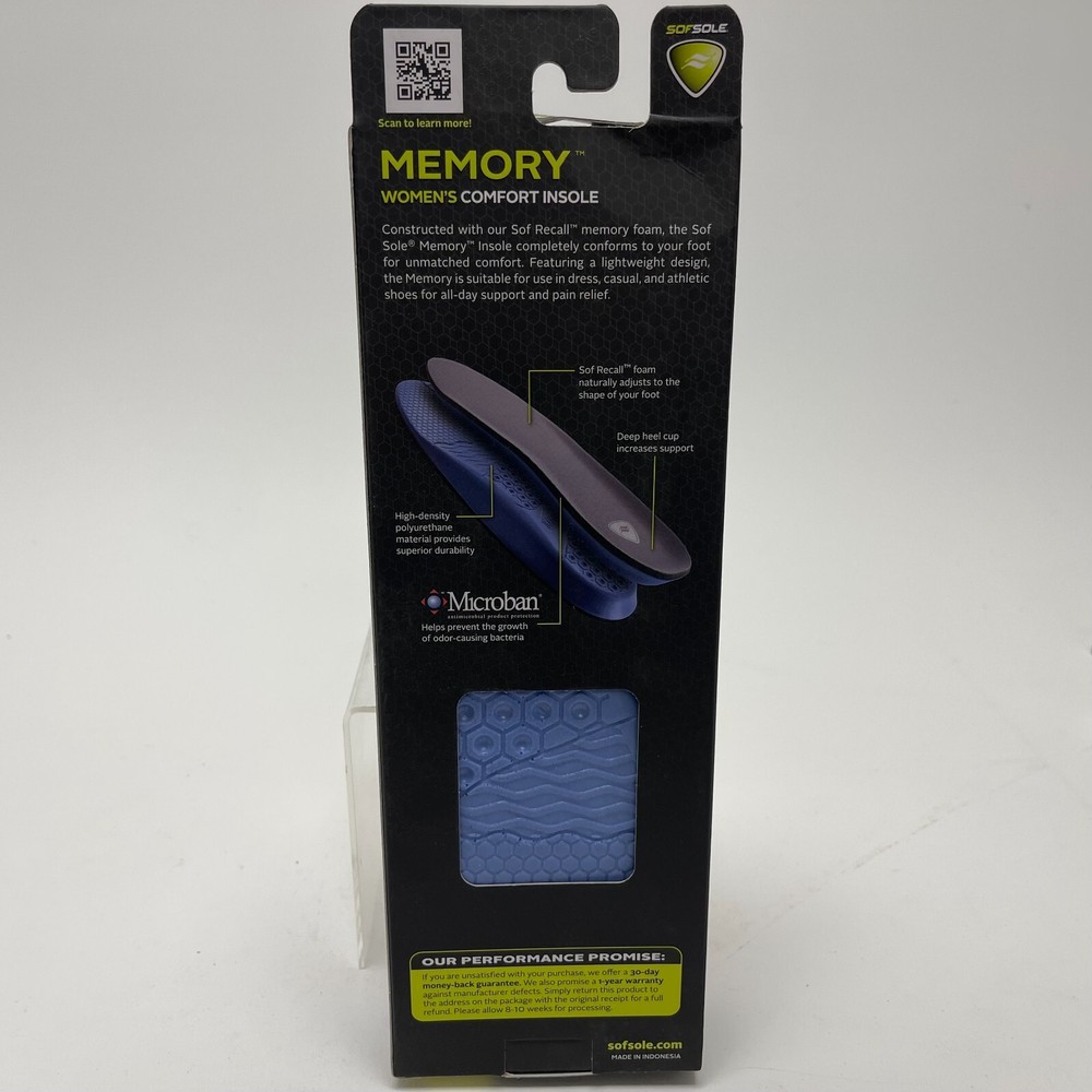SofSole Memory Insole Moldable Womens size 5-7.5 Arch Support Cushioning