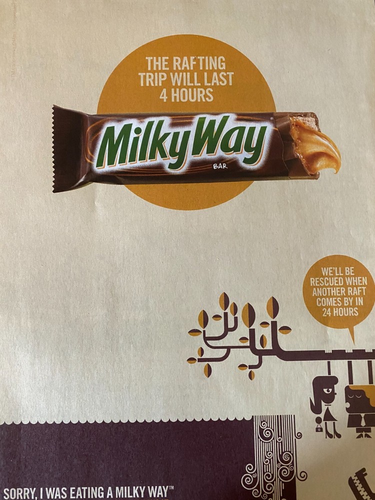 Milky Way Candy Bars, Full Page Vintage Print Ad