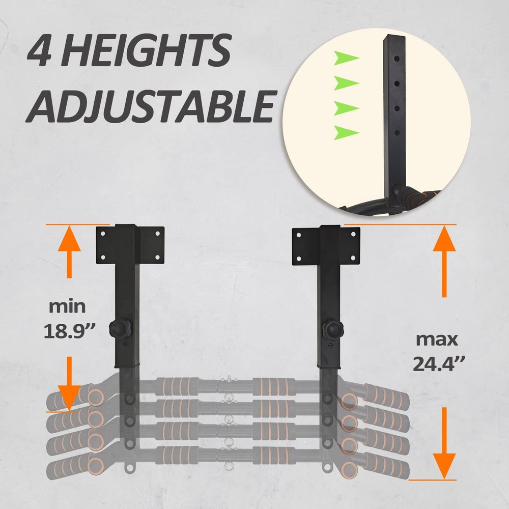 BESTHLS Joist Mounted Pull Up Bar 4 Level Height Adjustable Ceiling Black