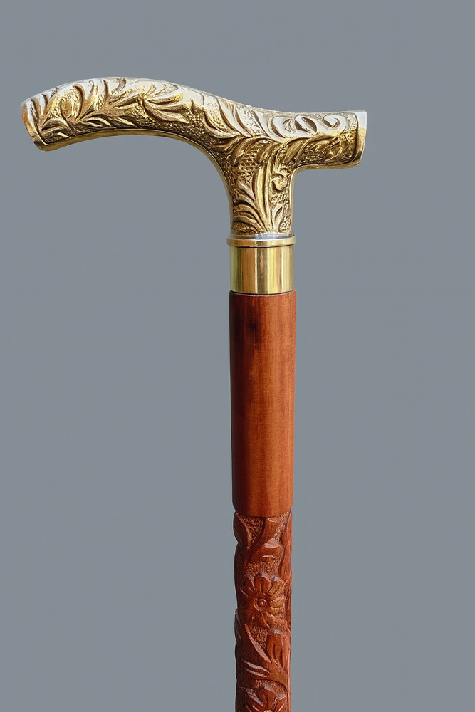 Walking Cane Brass Handle | 36" Victorian Handmade  Designer Style