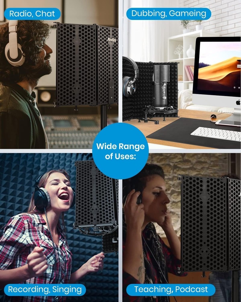 Ultimate Noise Reduction Mic Shield: Foldable Design for Studios and Broadcasts