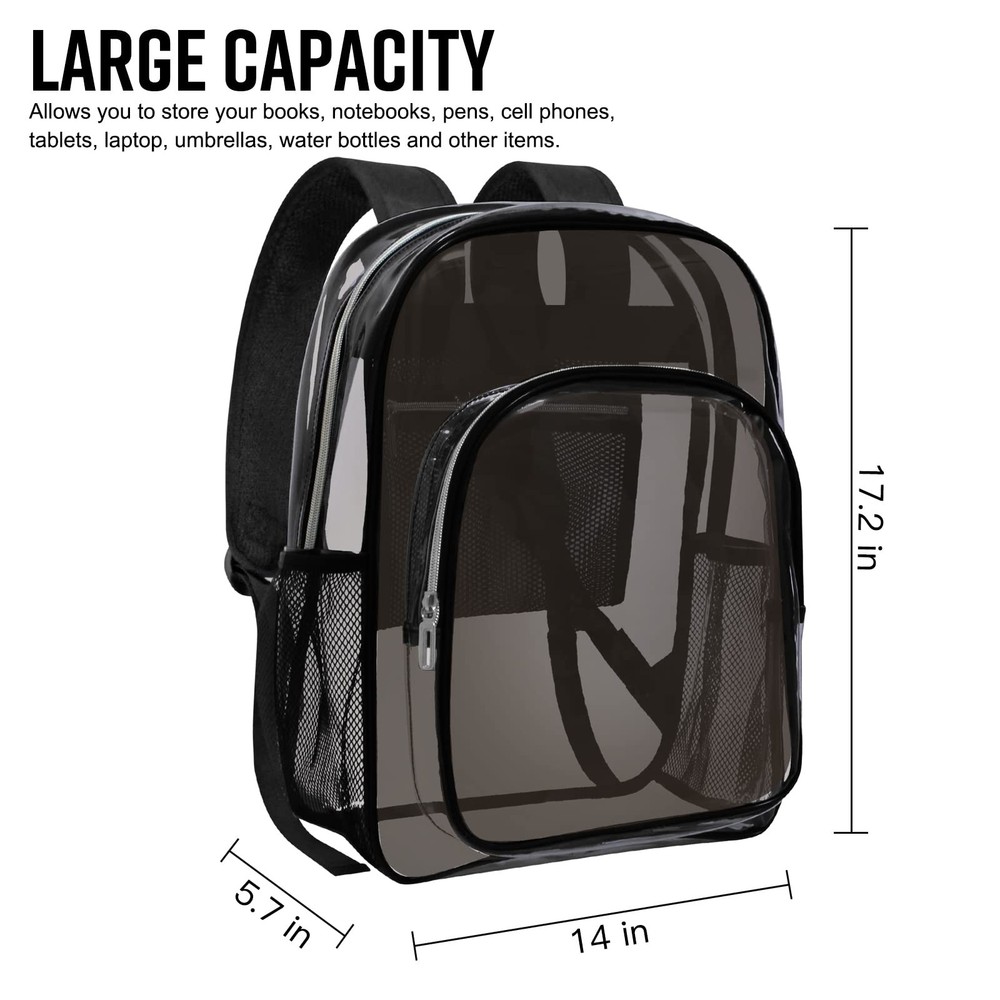 Clear Backpack Heavy Duty Transparent Backpack for Security, Sports, Work, Tr...