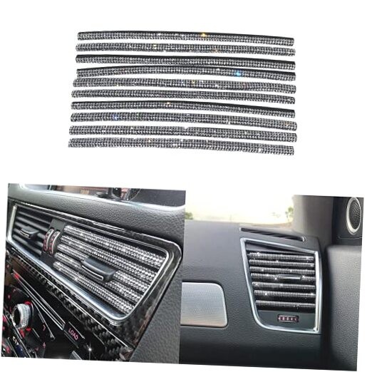 10PCS Bling Car Air Conditioner Vent Outlet Trim Decoration Strips,Shiny White