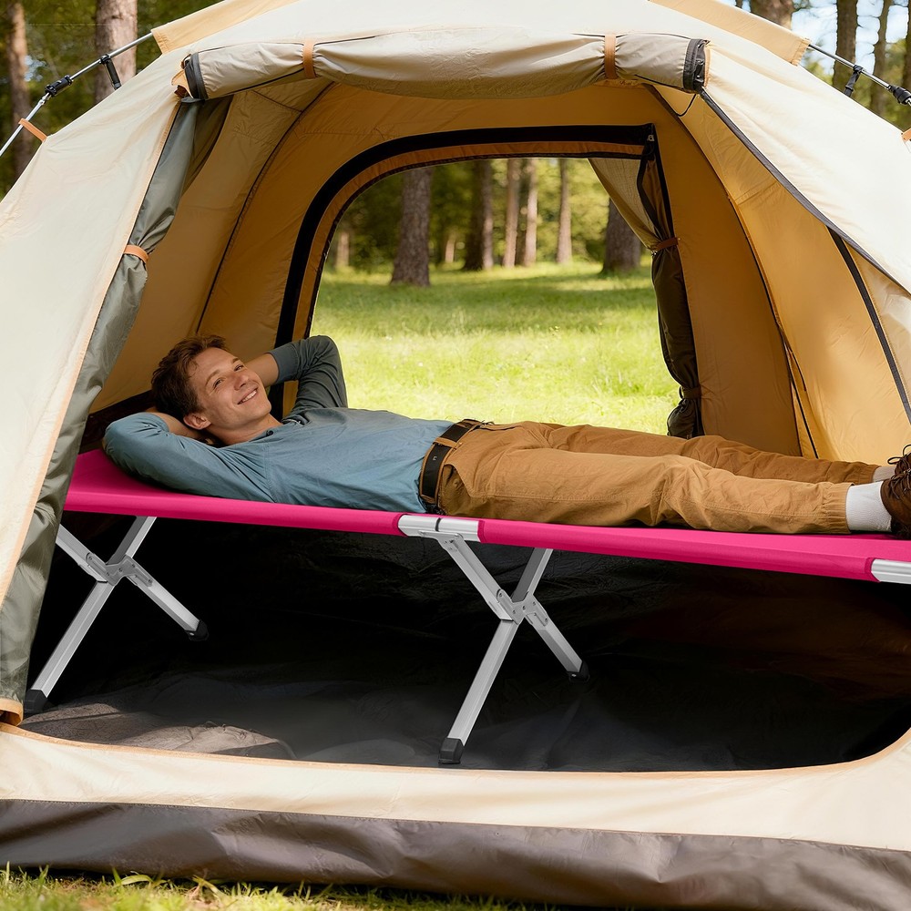 Portable Folding Camping Cot with Carrying Bag Army Pink