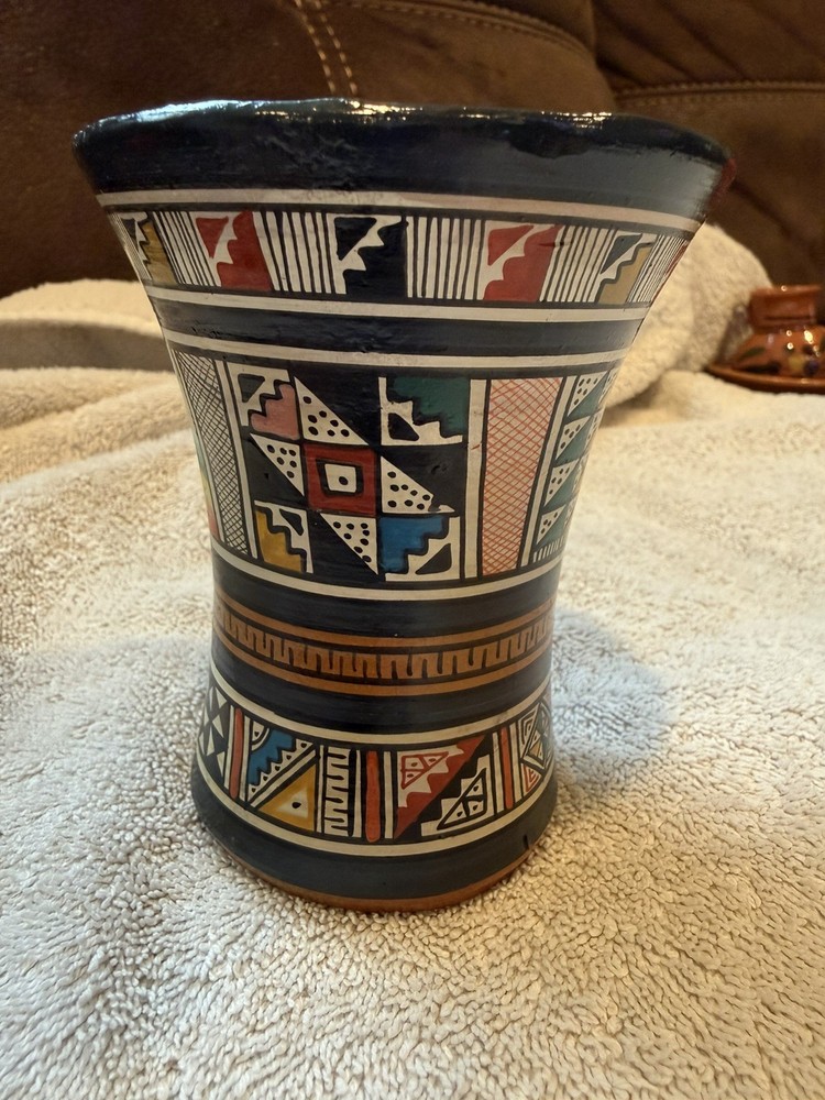 Cusco Peru Handmade Painted Vase - 4 inches tall