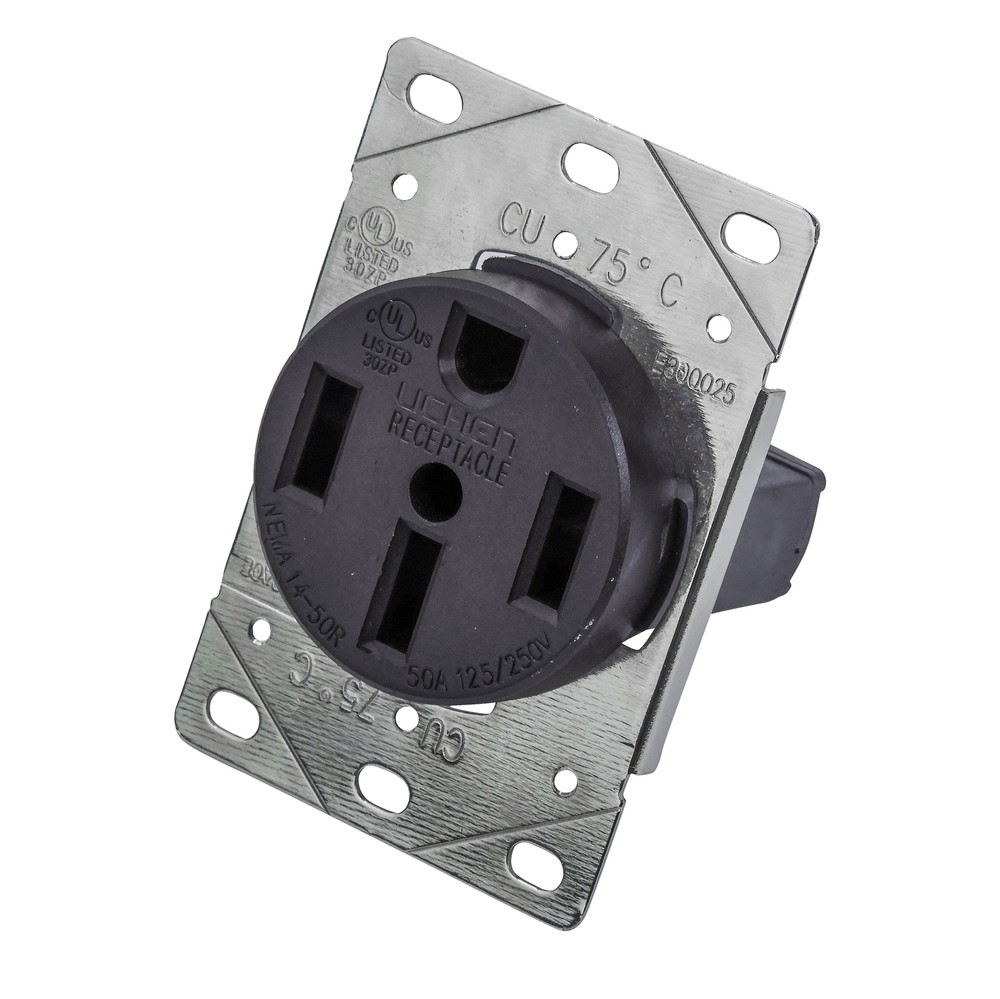 RV Trailer Camper 50 Amp Power VOLT Receptacle Mounting Plate OUTLET 50 A