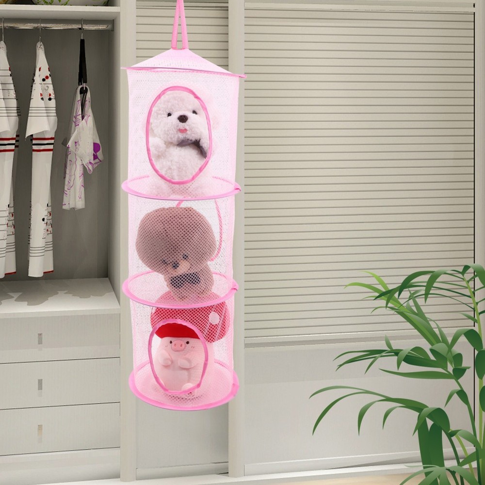 2 Pcs Foldable Hanging Mesh Drying Net Multi Layer Organizer For Plush Toys