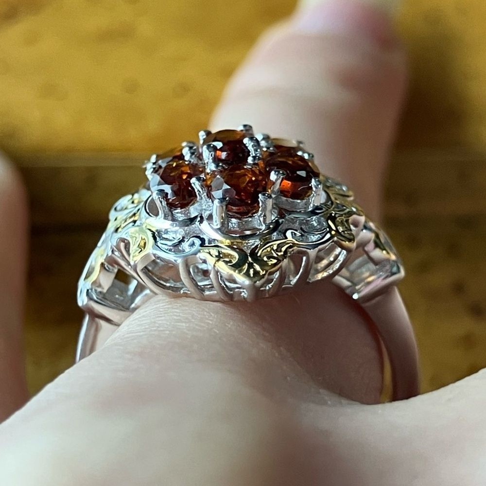 Natural Cherry Citrine Sterling Silver Ring Size 7