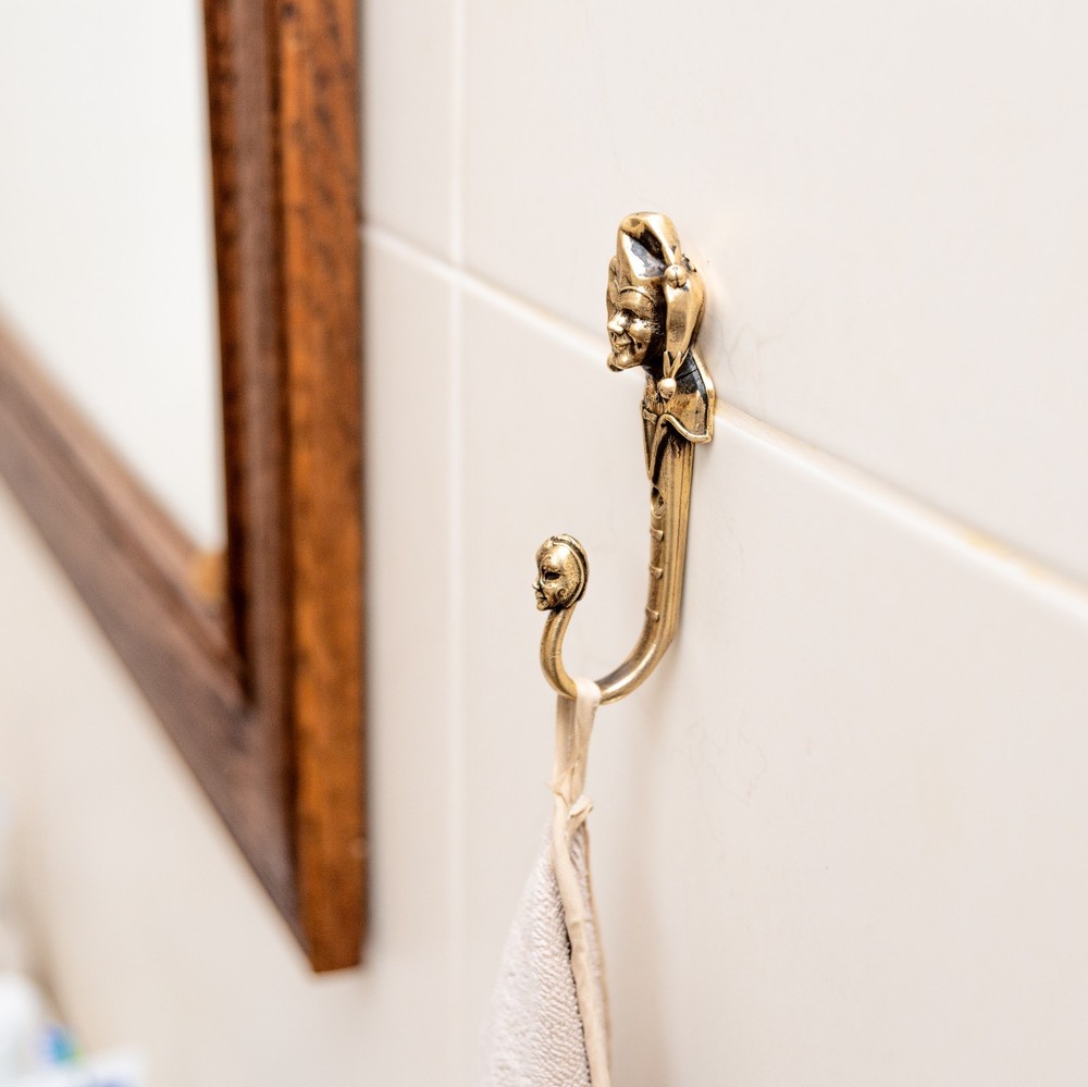 Brass Jester Wall Hook – Handmade Joker Hook, Medieval Solid Brass Decor