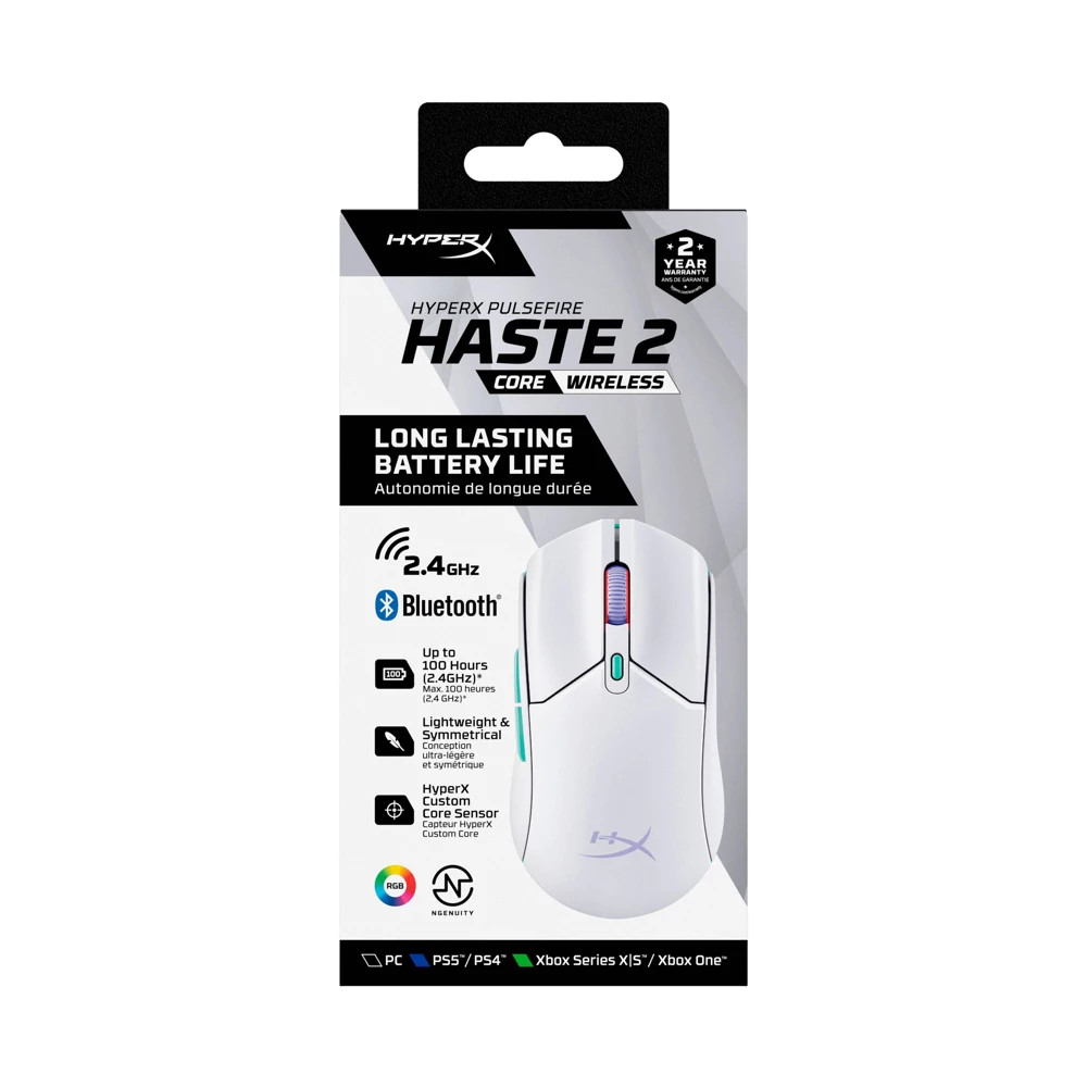 HyperX Pulsefire Haste 2 Core Wireless Gaming Mouse for PC - White
