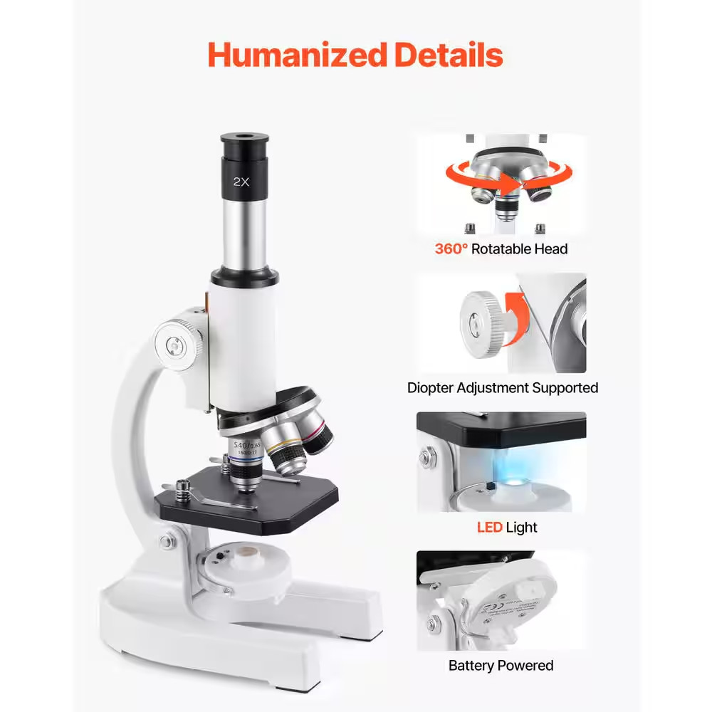 Microscope for Kids Adults, 40X-2000X Professional Compound Microscope Mobile Ph