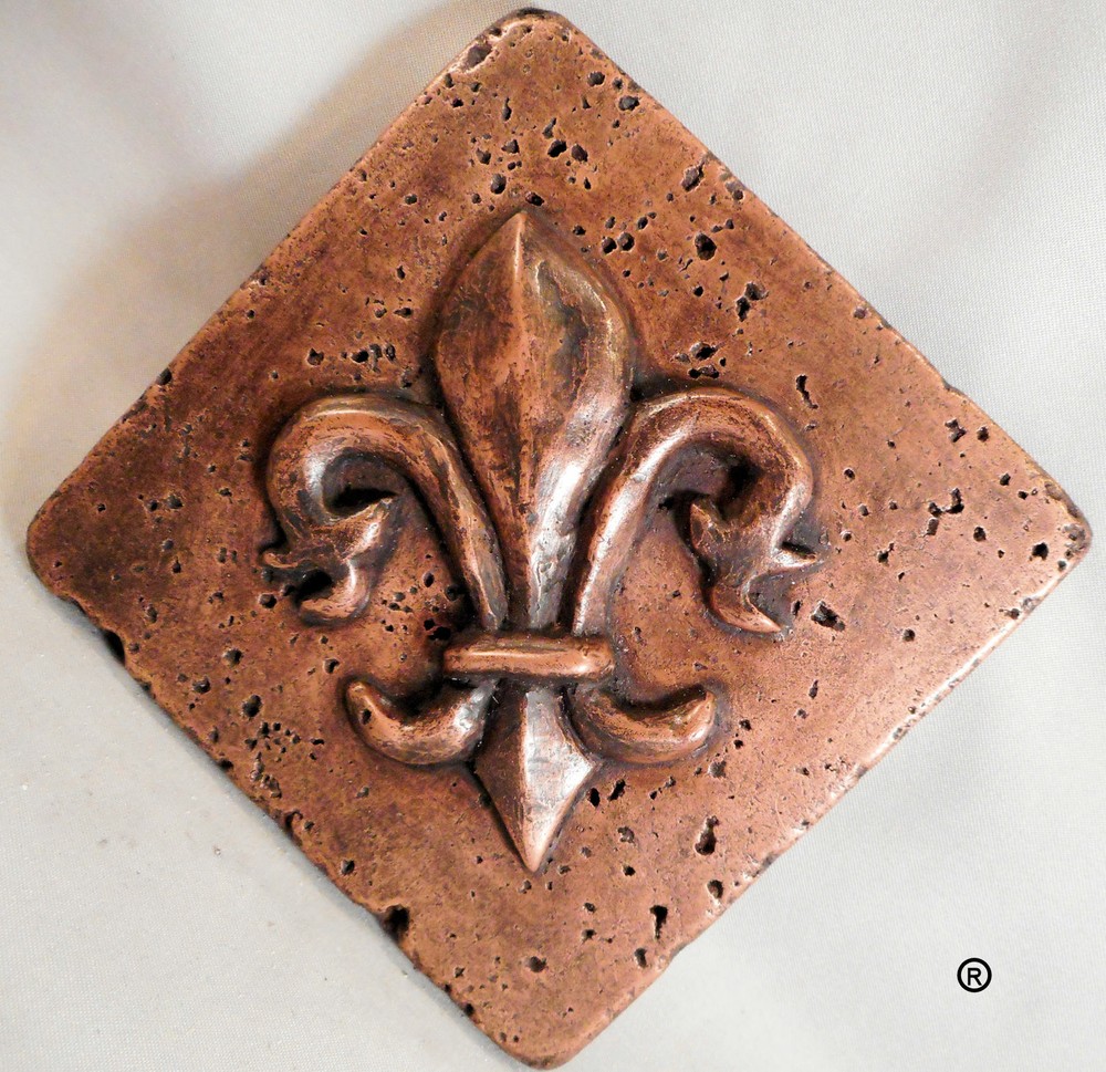 Copper Fleur d' Lis Diagonal 4'x4' Wall Tile
