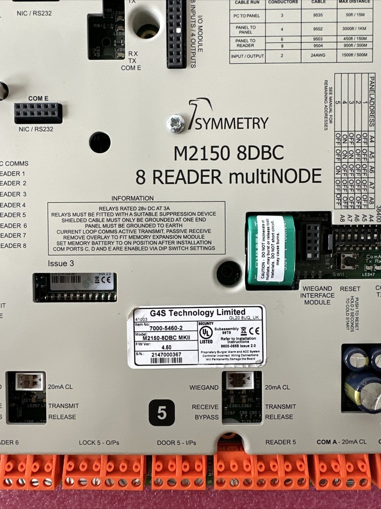 SYMMETRY M2150-8DBC Database Controller 8-Door/Reader V4.50 7000-5460-2