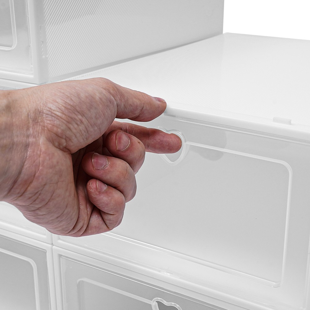 20pcs Stackable Shoe Storage Box Durable Plastic Sneaker Display Case Organizer