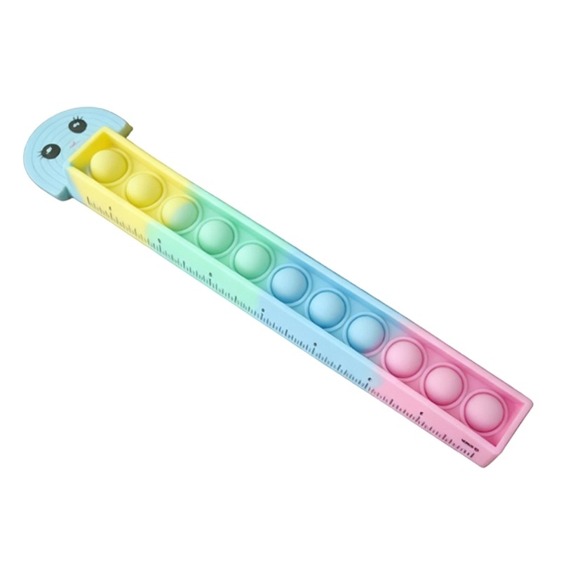 Squeeze Activated Double Scale Ruler Soft Silicone Learning Instrument for