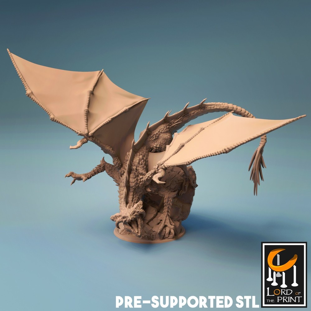 Young Black Dragon Miniature D&D DnD Pathfinder RPG