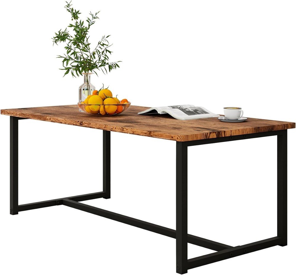 Coffee Table Rectangular Center Table Living Room Open Space Side Table W/ Metal