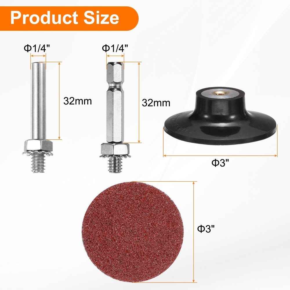 23pcs Quick Change Disc Set 3" Roll Lock Sanding Disc 36 Grits with Disc Holder
