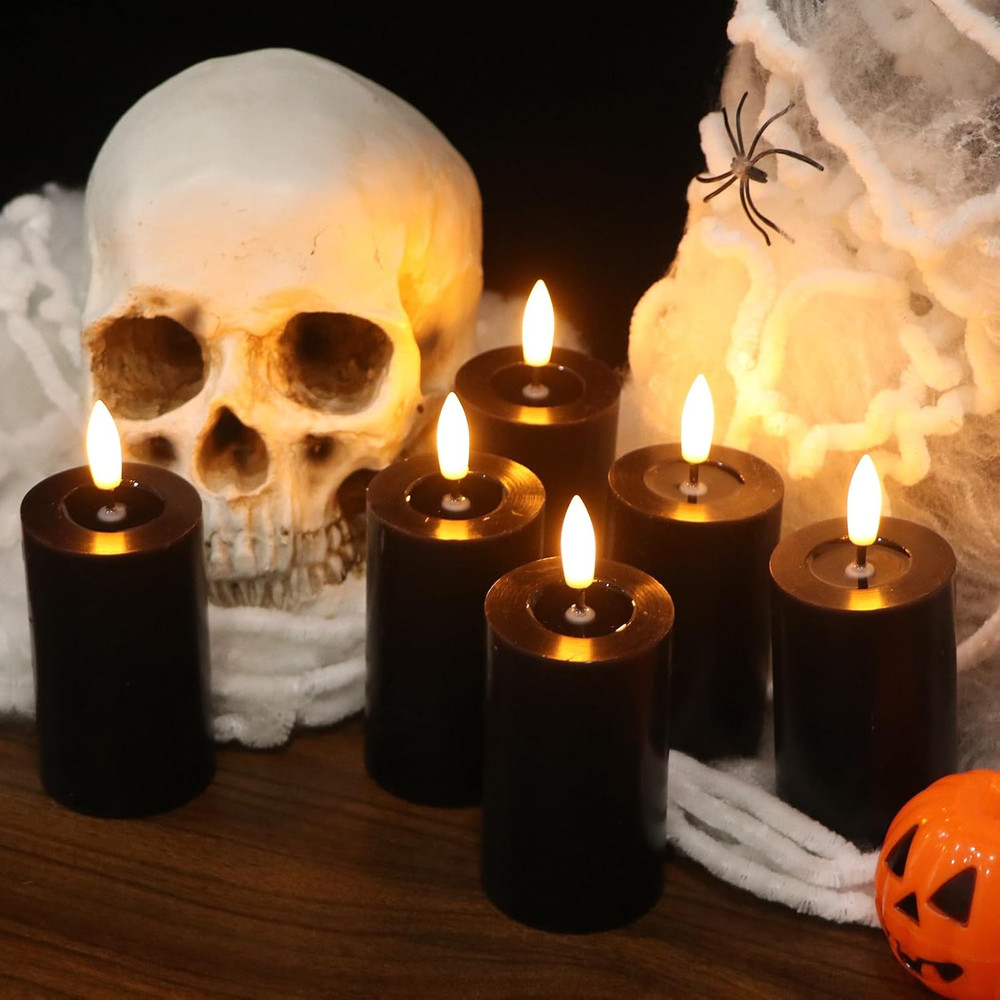 Halloween Decorations Mirror Surface Candles with Remote Timer, Battery Operated