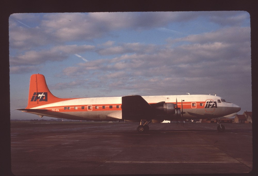 Dupe 35mm airline slide IFA DC-6B OO-IFA