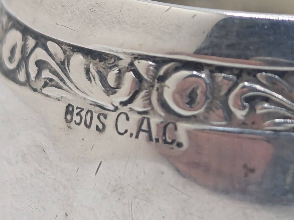Danish 830 Silver Napkin Ring, minor repair