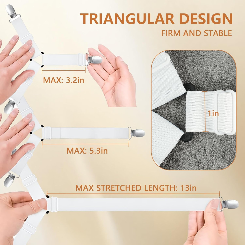 4Pc Bed Sheet Straps Adjustable Elastic Clips Fitted Sheet Holder Corner