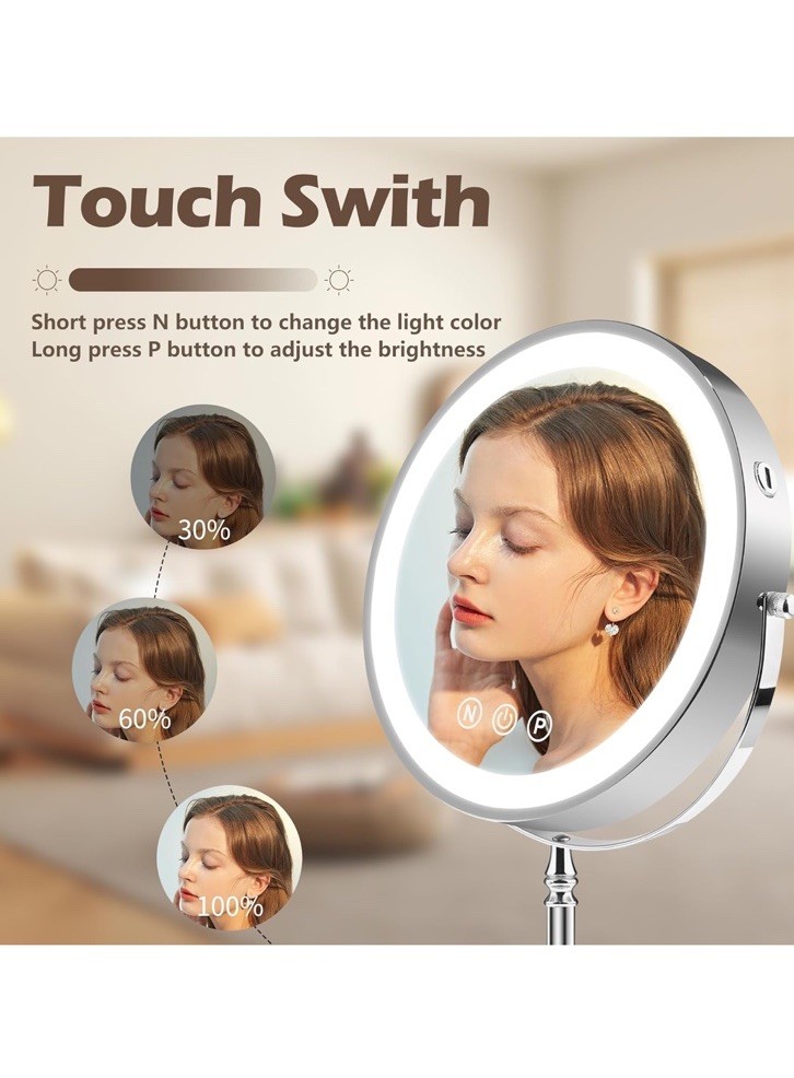 Slimoon 9" Large Lighted Makeup Mirror, 1X/10X Magnifying Makeup Mirror