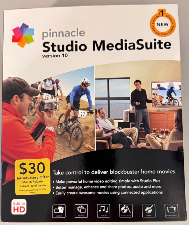 Pinnacle Studio MediaSuite Version 10 - PREOWNED; never used / loaded