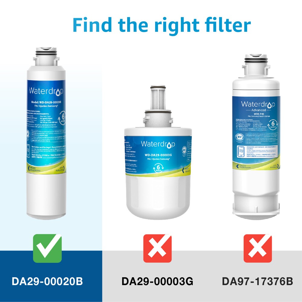 Waterdrop DA29-00020B replacement for Samsung Refrigerator Water Filter, 6 Pack