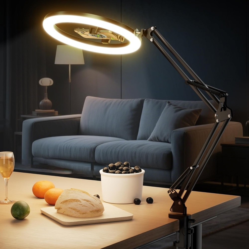 UBeesize 12’’ Ring Light with Overhead Phone Mount, LED Selfie Light with Stand
