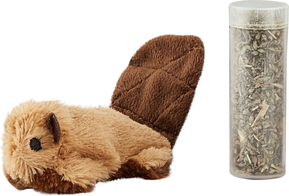 Kong Refillables Catnip Beaver Plush Cat Toy