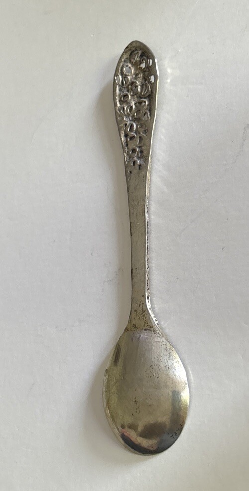Antique Silver Open Work Scroll Floral Master Salt Spoon Continental 4.25”