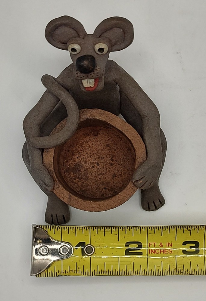 Adorable Handmade Clay Mouse Planter / Toothpick Holder