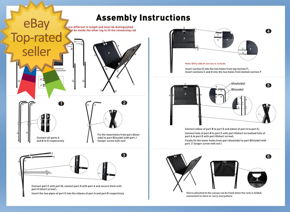Small Canvas Print Rack - Portable Folding Art Display Rack for Posters Artwork