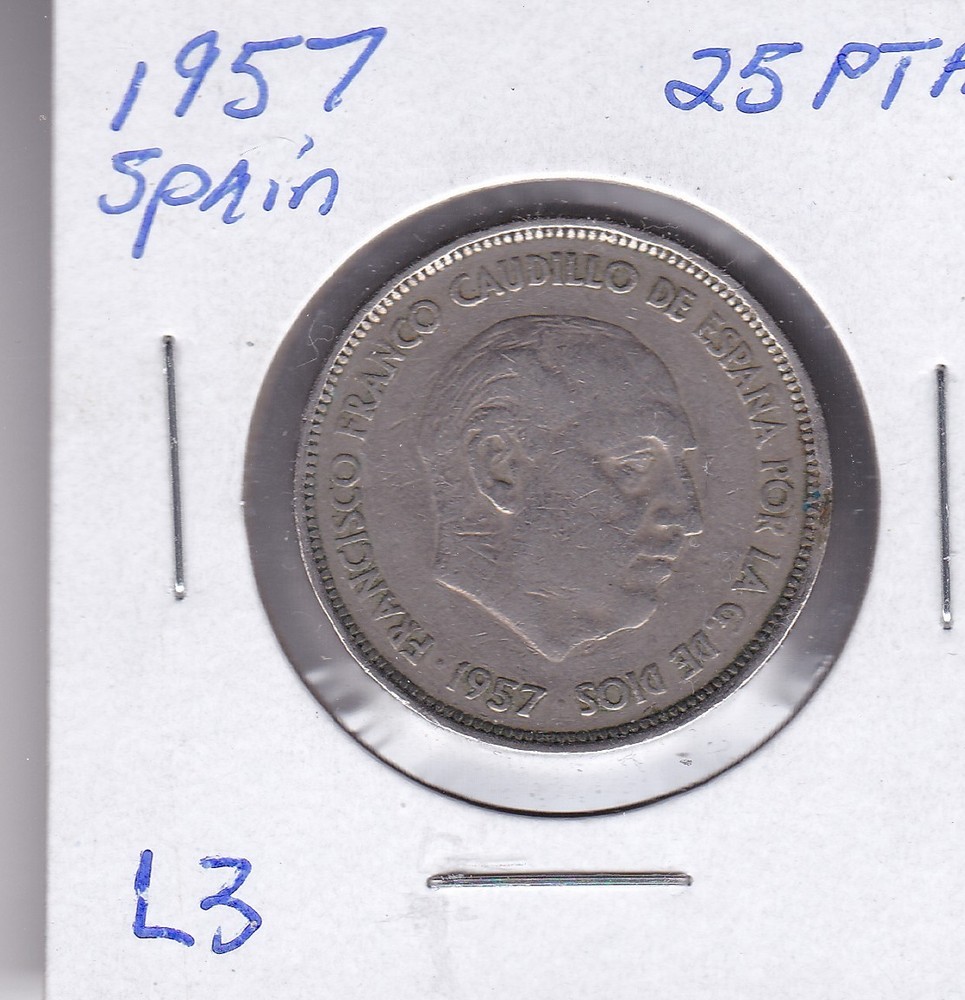 1957 Spain 25 Pesetas L3