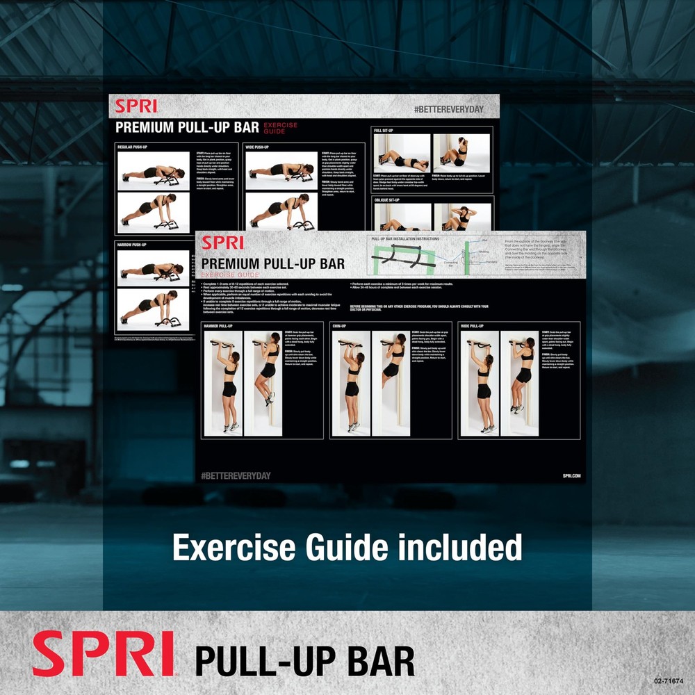 SPRI Pull Up Bar - 8-Grip Door Frame Mounting Pull-Up Bar for Versatile Worko...